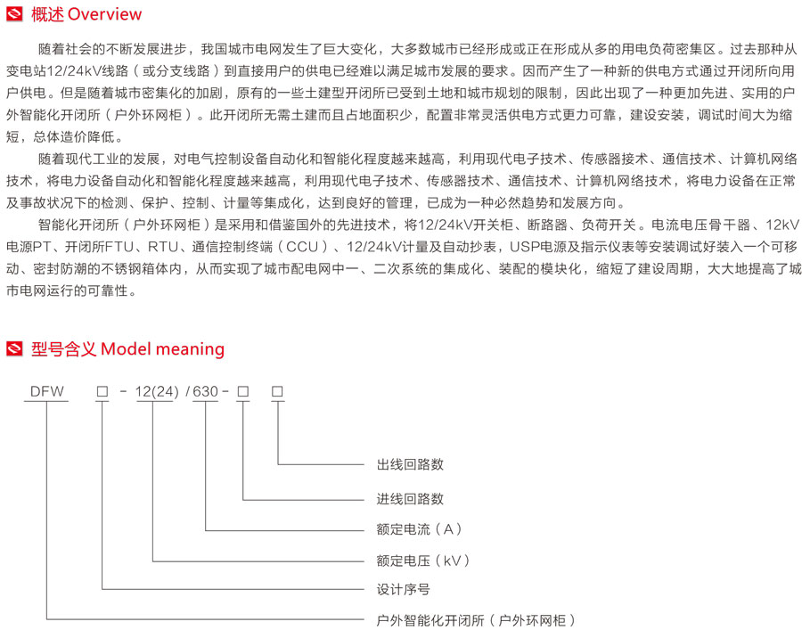 DFW户外智能化开闭所型号含义